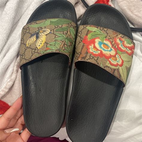 gucci flowers slides|gucci slides with butterfly.